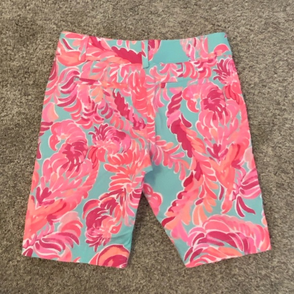 Lilly Pulitzer Chipper Bermuda Shorts Poolside Blue Love Birds 0 - Picture 3 of 4